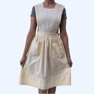 Vintage Butter Yellow Cream Apron Dress